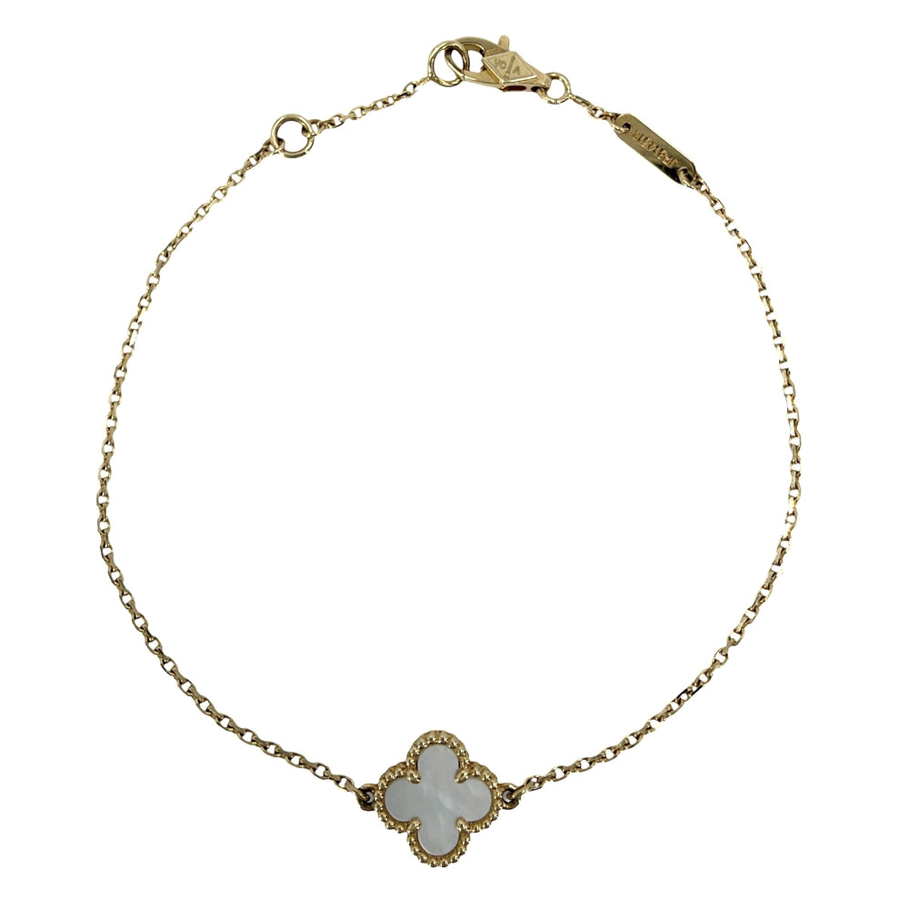 Van Cleef & Arpels ヴァンクリーフ＆アーペル ブレスレット スウィートアルハンブラ 18金 Au750 YG K18イエローゴールド マザーオブパール VCARF68800 レディース 約1.8g【中古品】