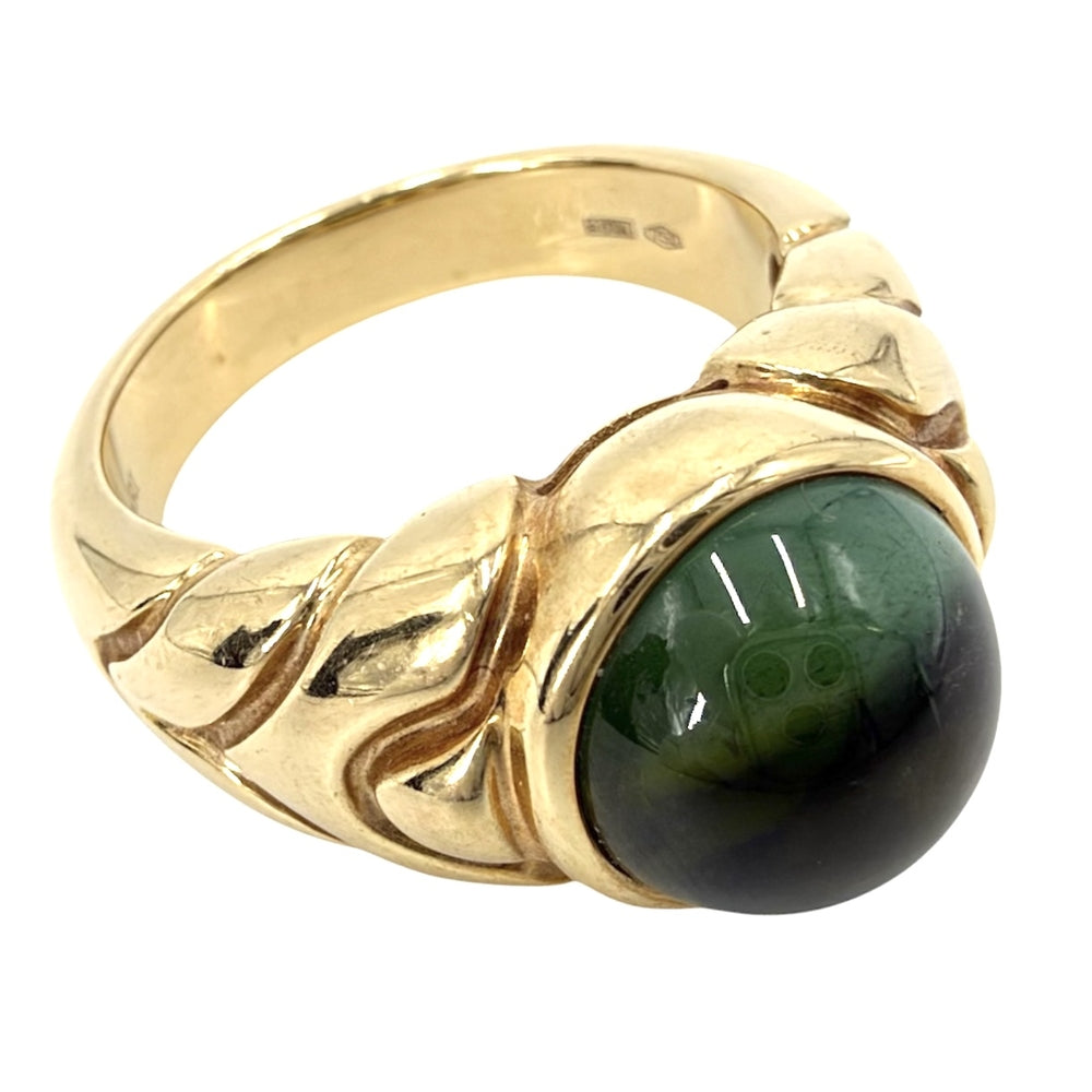 BVLGARI ブルガリ 指輪 パッソドッピオ リング ジュエリー アクセサリー Au750 K18YG K18イエローゴールド グリーントルマリン 約13.5号 ゴールド グリーン 緑 レディース 約11.5g【中古品】