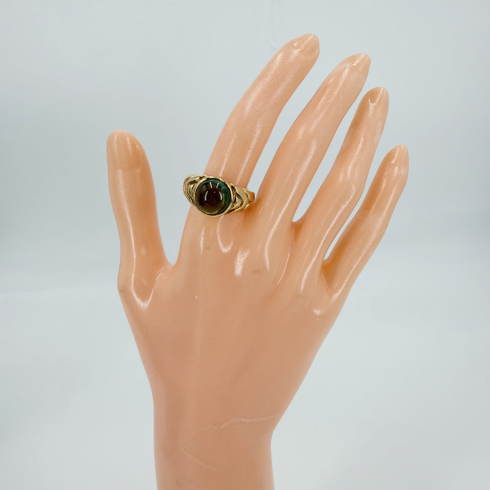 BVLGARI ブルガリ 指輪 パッソドッピオ リング ジュエリー アクセサリー Au750 K18YG K18イエローゴールド グリーントルマリン 約13.5号 ゴールド グリーン 緑 レディース 約11.5g【中古品】