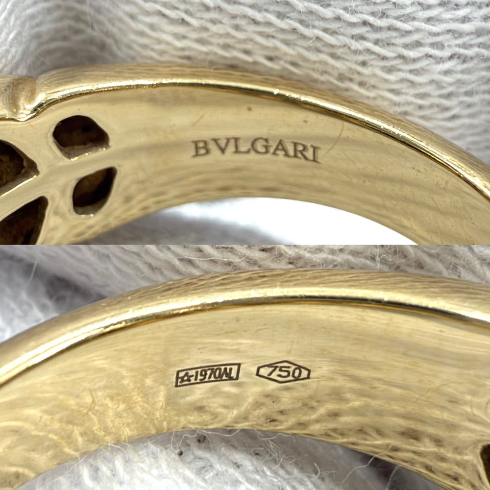 BVLGARI ブルガリ 指輪 パッソドッピオ リング ジュエリー アクセサリー Au750 K18YG K18イエローゴールド グリーントルマリン 約13.5号 ゴールド グリーン 緑 レディース 約11.5g【中古品】