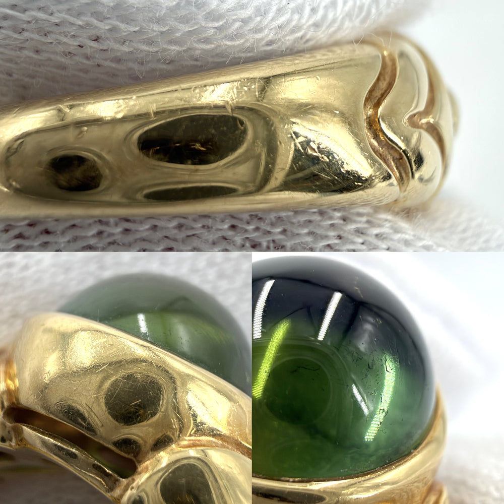 BVLGARI ブルガリ 指輪 パッソドッピオ リング ジュエリー アクセサリー Au750 K18YG K18イエローゴールド グリーントルマリン 約13.5号 ゴールド グリーン 緑 レディース 約11.5g【中古品】
