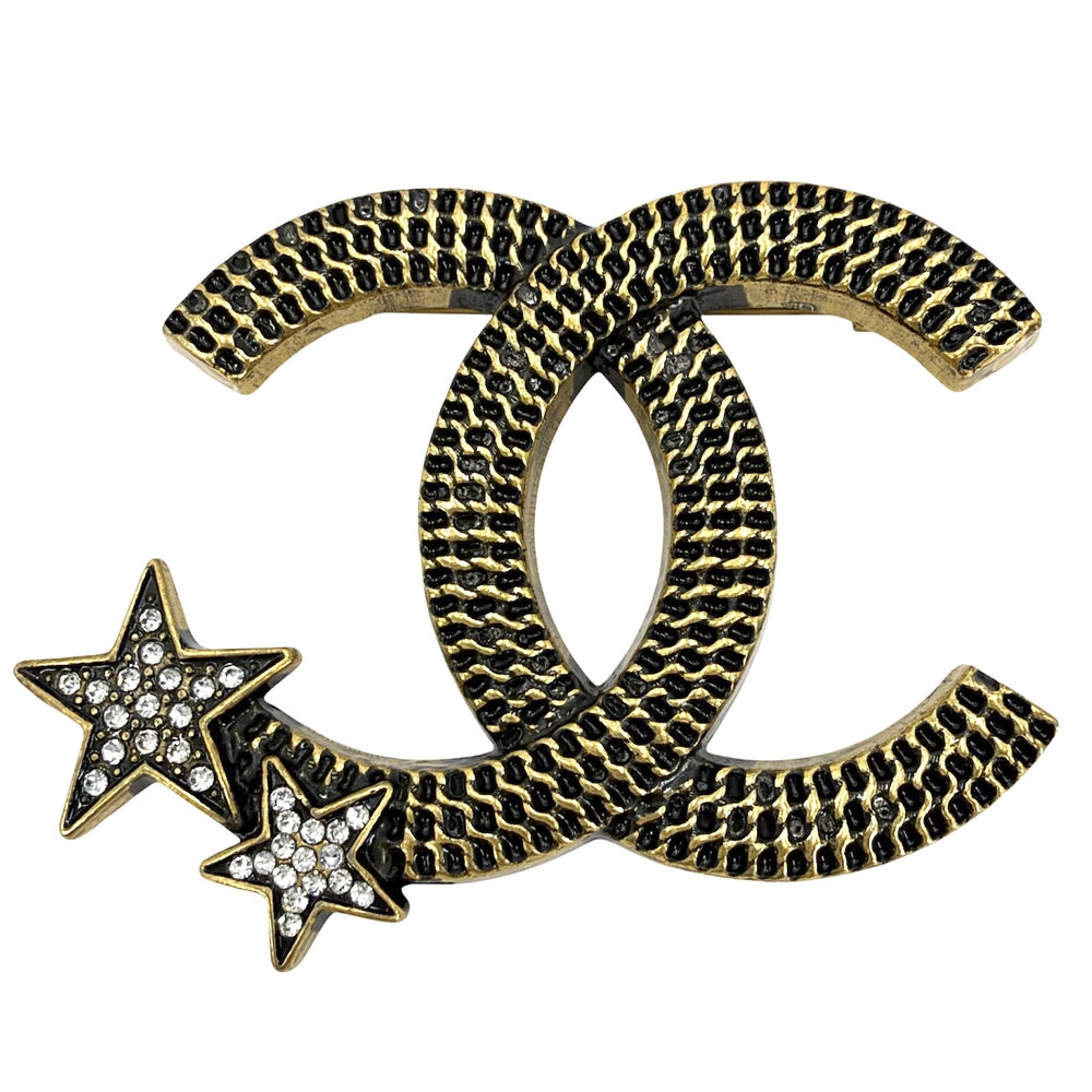 CHANEL シャネル ブローチ ココマーク スター アクセサリー GP ラインストーン レディース 約13.2g 2023年【中古品】