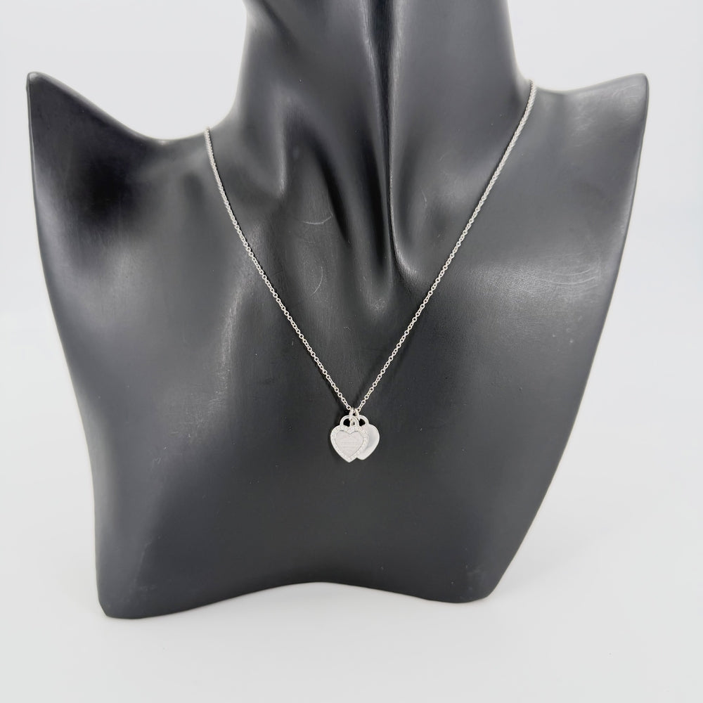 TIFFANY&Co. ティファニー ネックレス リターントゥティファニー ダブルハートタグ アクセサリー ジュエリー K18WG AU750 K18ホワイトゴールド レディース 約3.9g【中古品】