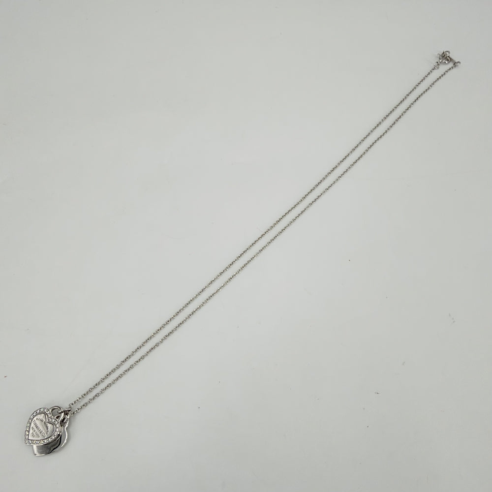 TIFFANY&Co. ティファニー ネックレス リターントゥティファニー ダブルハートタグ アクセサリー ジュエリー K18WG AU750 K18ホワイトゴールド レディース 約3.9g【中古品】