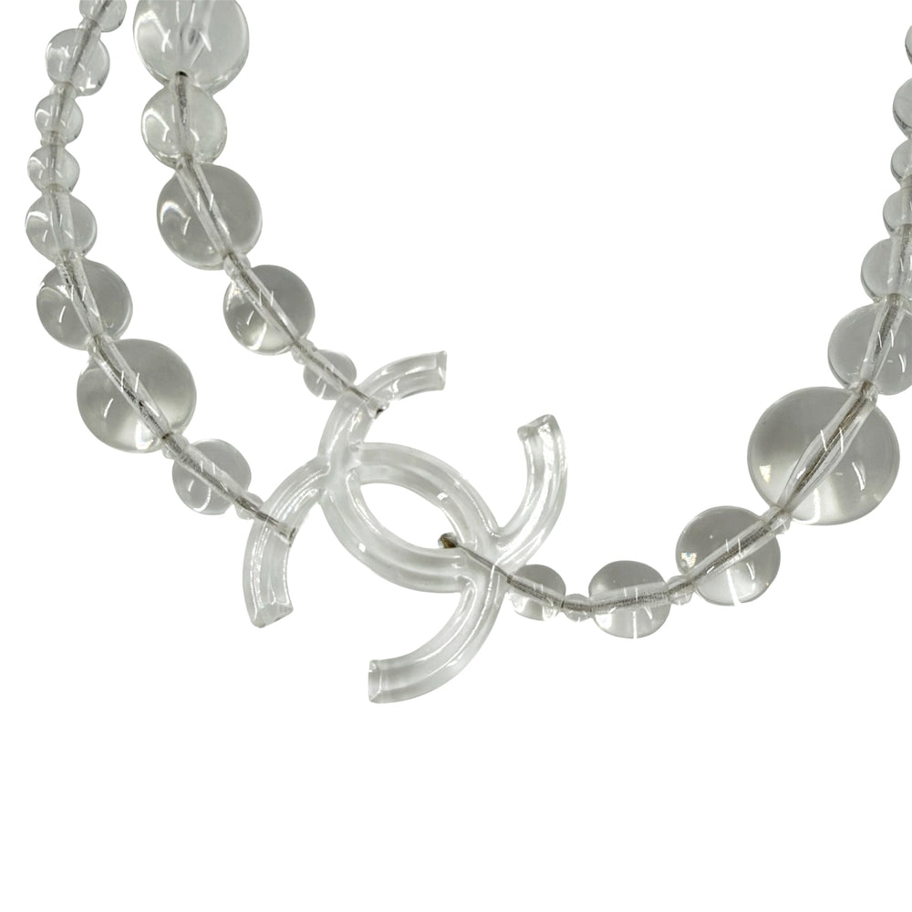 CHANEL シャネル ネックレス ココマーク クリア レイヤード アクセサリー プラスチック クリア レディース 約48.8g【中古品】