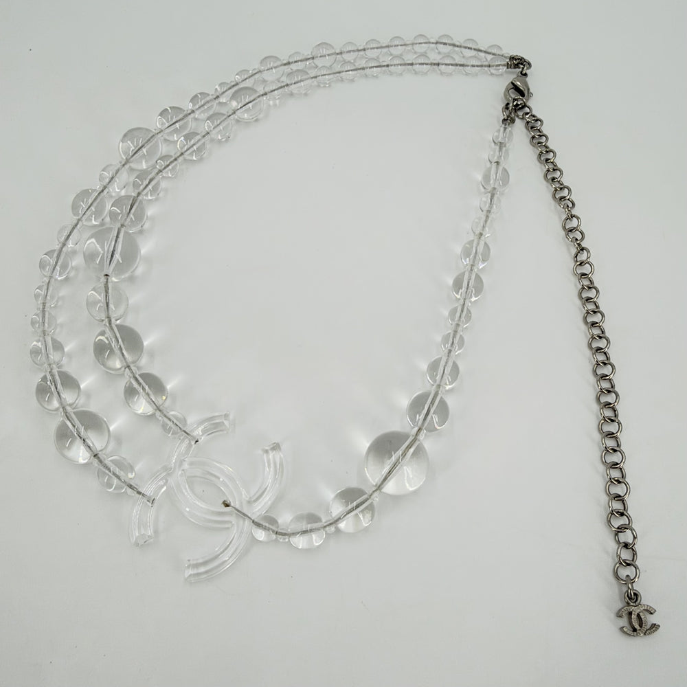 CHANEL シャネル ネックレス ココマーク クリア レイヤード アクセサリー プラスチック クリア レディース 約48.8g【中古品】
