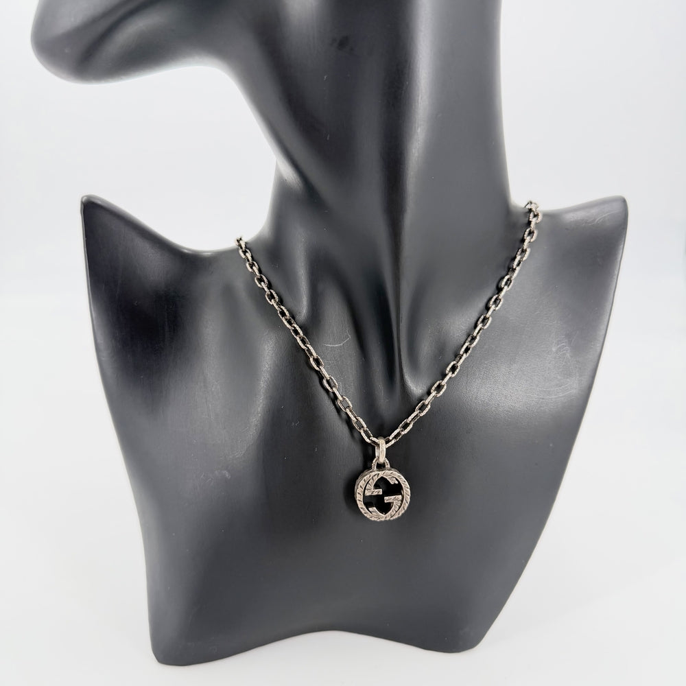 GUCCI グッチ ネックレス インターロッキングG アラベスク アクセサリー シルバー925 メンズ 約18.2g【中古品】