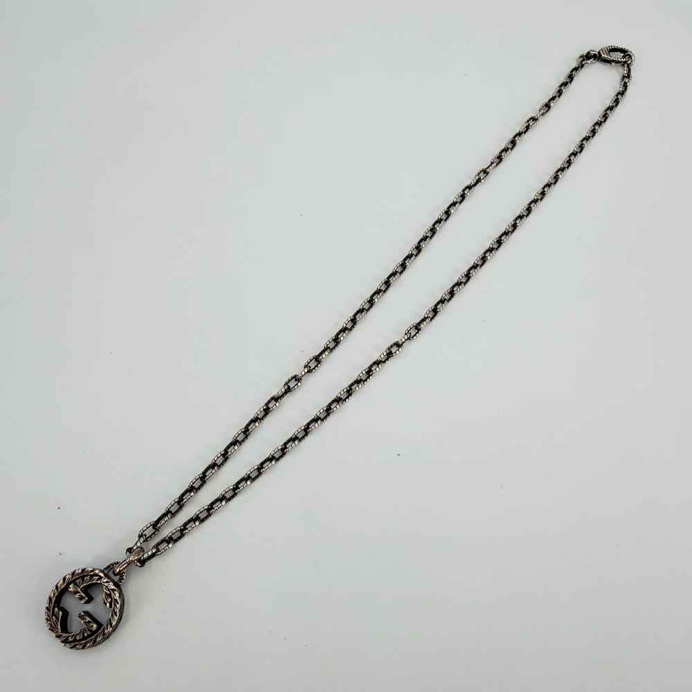 GUCCI グッチ ネックレス インターロッキングG アラベスク アクセサリー シルバー925 メンズ 約18.2g【中古品】