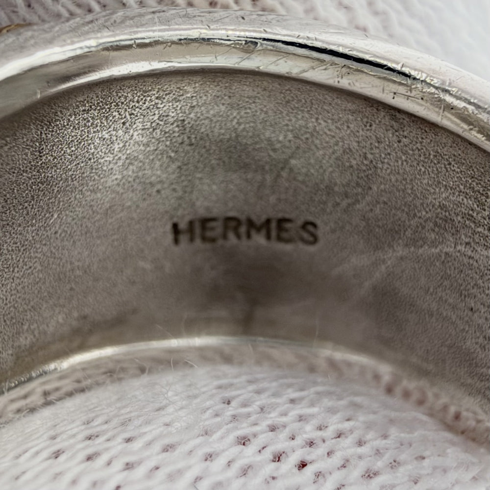 HERMES エルメス 指輪 ハート ベルト ジュエリー アクセサリー K18YG AU750 シルバー925 K18イエローゴールド 約9号 シルバー ゴールド レディース 約8.1g【中古品】