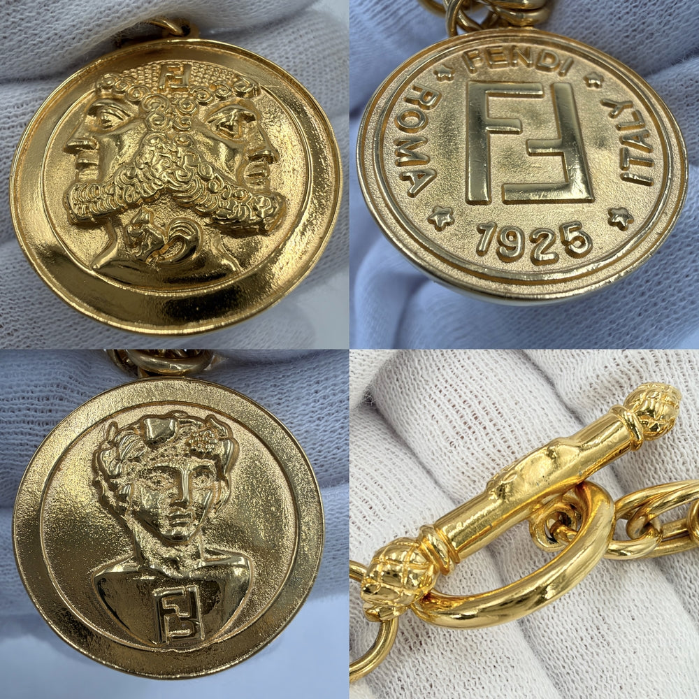 FENDI フェンディ ネックレス コインチャーム ヴィンテージ ゴールド ユニセックス 約114.4g【中古品】