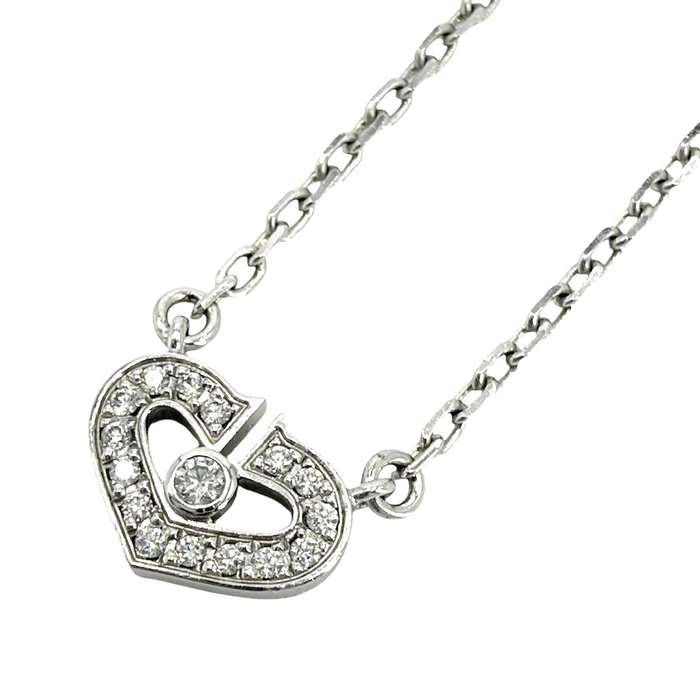 CARTIER カルティエ ネックレス Cハート アクセサリー ジュエリー 18金WG K18ホワイトゴールド ダイヤモンド レディース 約4.4g【中古品】