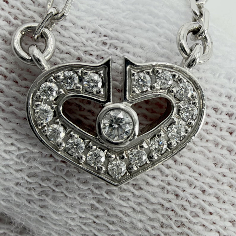 CARTIER カルティエ ネックレス Cハート アクセサリー ジュエリー 18金WG K18ホワイトゴールド ダイヤモンド レディース 約4.4g【中古品】