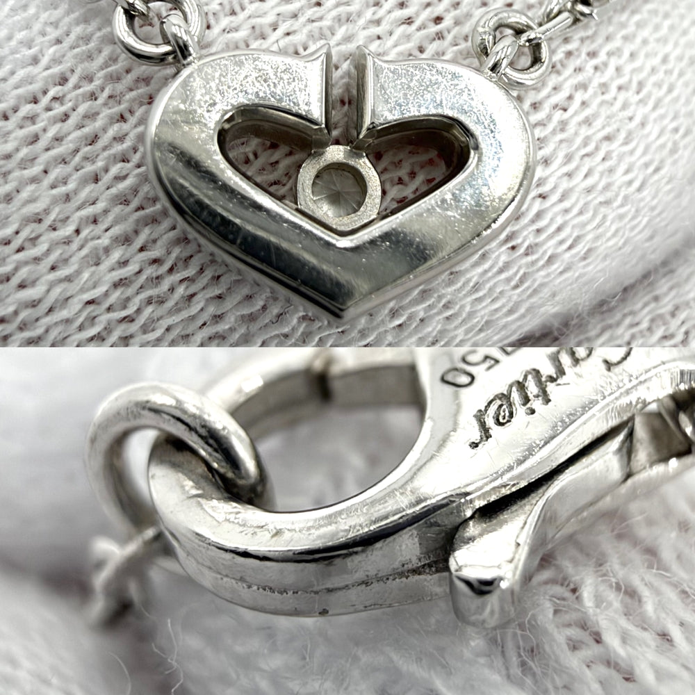 CARTIER カルティエ ネックレス Cハート アクセサリー ジュエリー 18金WG K18ホワイトゴールド ダイヤモンド レディース 約4.4g【中古品】
