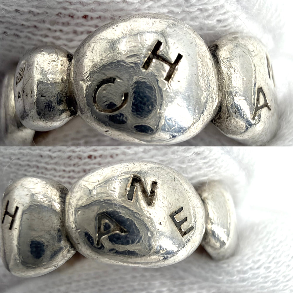 CHANEL シャネル 指輪 ロゴ リング アクセサリー ジュエリー カメリア シルバー925 約7号 レディース 約6.0g【中古品】
