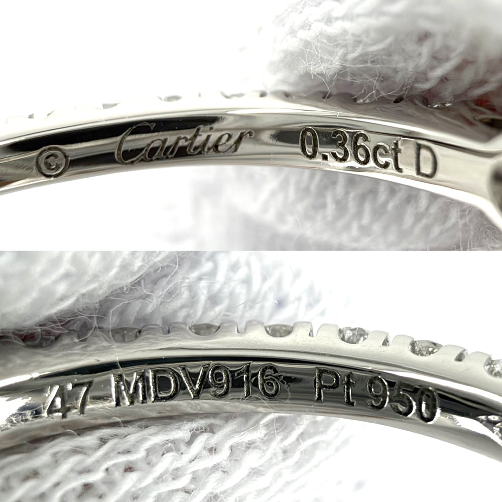 CARTIER カルティエ 指輪 1895 ソリテールリング ジュエリー アクセサリー 47サイズ パヴェ Pt950プラチナ ダイヤモンド0.36ct 約7号 レディース 約2.7g【中古品】