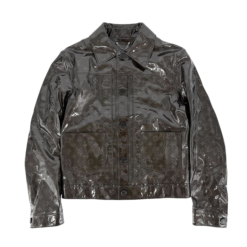 LOUIS VUITTON ルイヴィトン ジャケット モノグラムエクリプス レザージャケット アウター アパレル 服 カーフスキン 46 ブラウン 茶 秋 冬 カーフ メンズ【中古品】