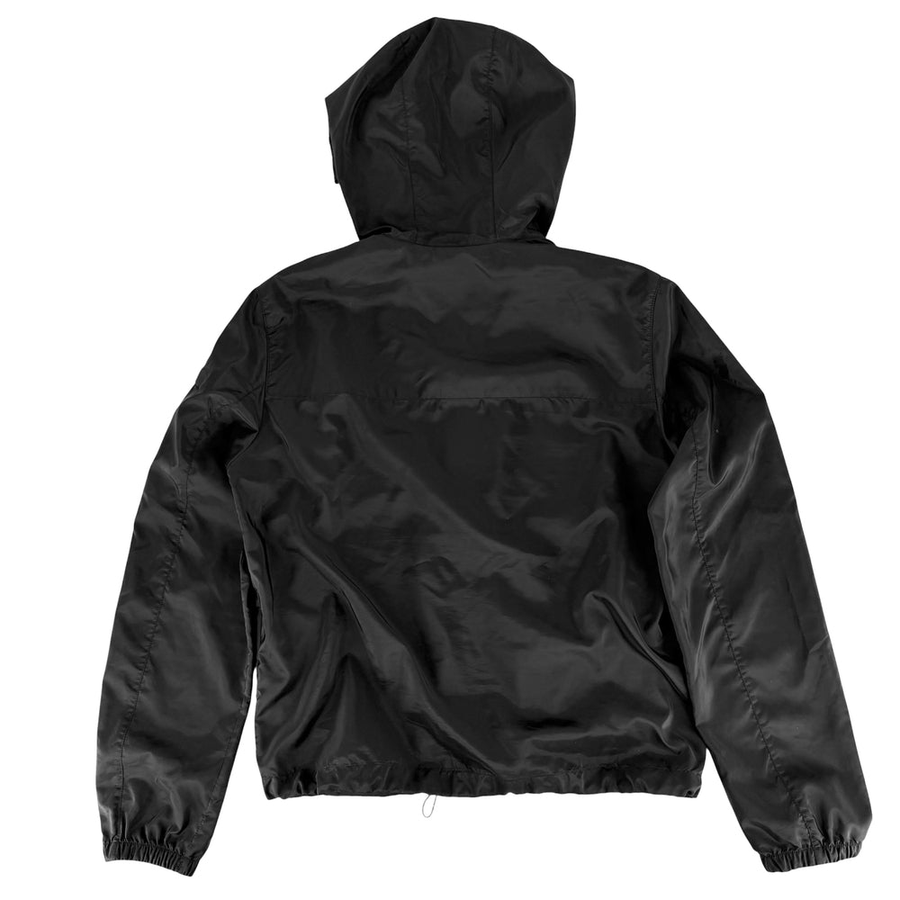 PRADA プラダ ブルゾン トライアングルロゴ フード付き ジャケット アウター 46 SGA466 ブラック 黒 シルバー金具 春 秋 ポリエステル メンズ【中古品】