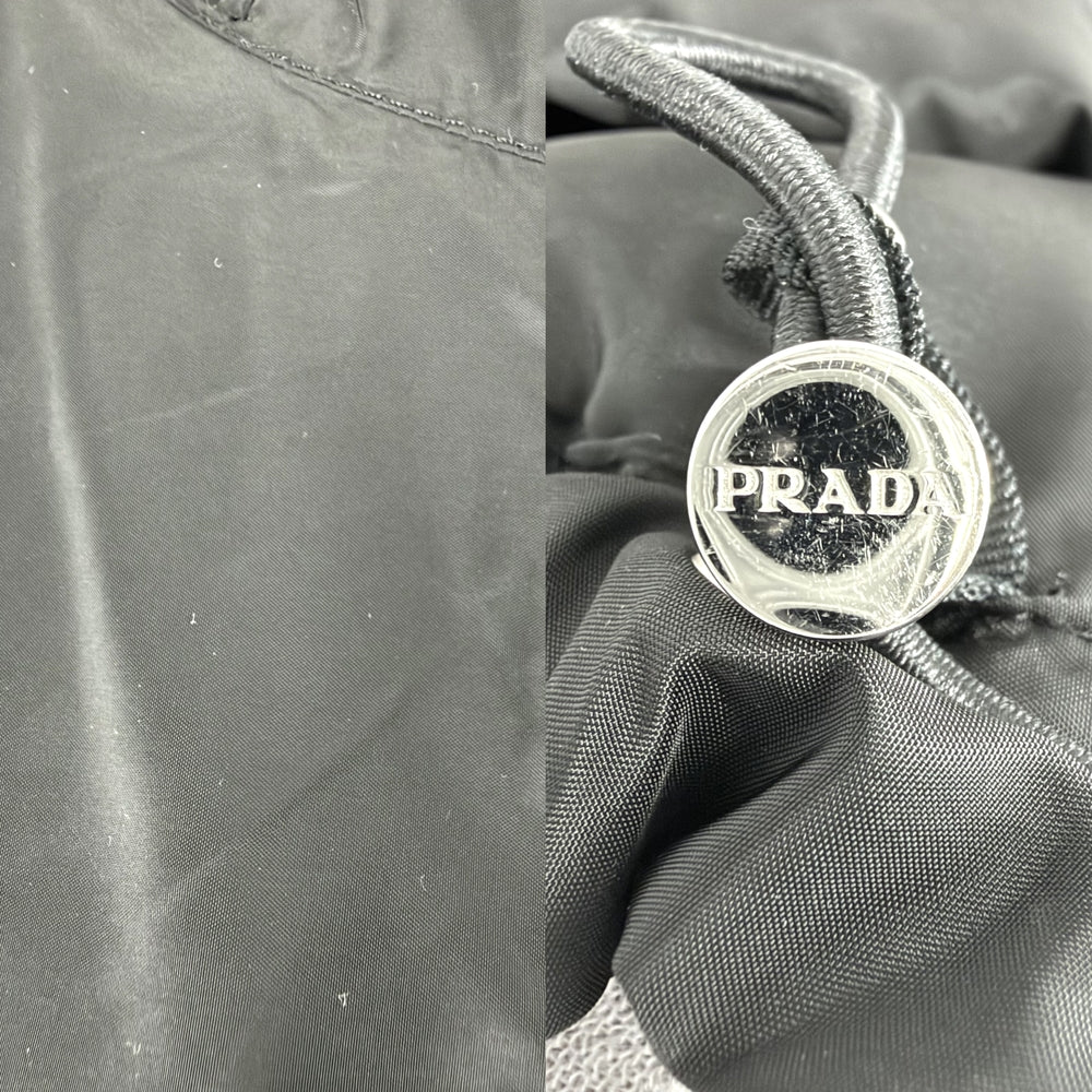 PRADA プラダ ブルゾン トライアングルロゴ フード付き ジャケット アウター 46 SGA466 ブラック 黒 シルバー金具 春 秋 ポリエステル メンズ【中古品】