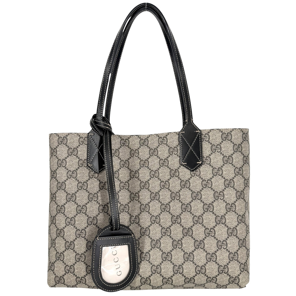 GUCCI グッチ トートバッグ リバーシブル ハンドバッグ かばん 鞄 372613 GGスプリームキャンバス レザー ブラウン 茶 ブラック 黒 レディース【中古品】