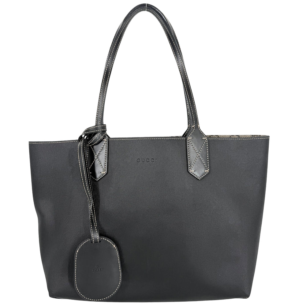 GUCCI グッチ トートバッグ リバーシブル ハンドバッグ かばん 鞄 372613 GGスプリームキャンバス レザー ブラウン 茶 ブラック 黒 レディース【中古品】