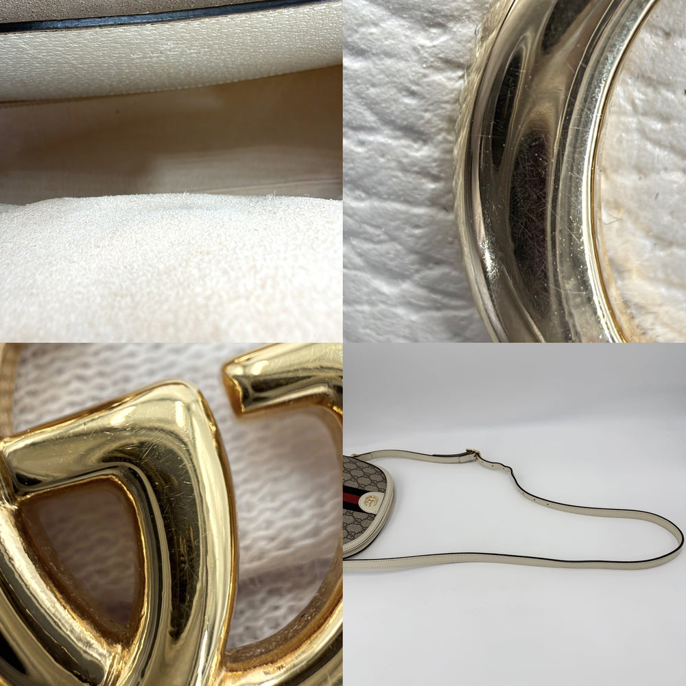 GUCCI グッチ ショルダーバッグ オフィディア ウェブストライプ ミニバッグ 499621 GGスプリームキャンバス レザー ベージュ アイボリー ゴールド金具 レディース【中古品】