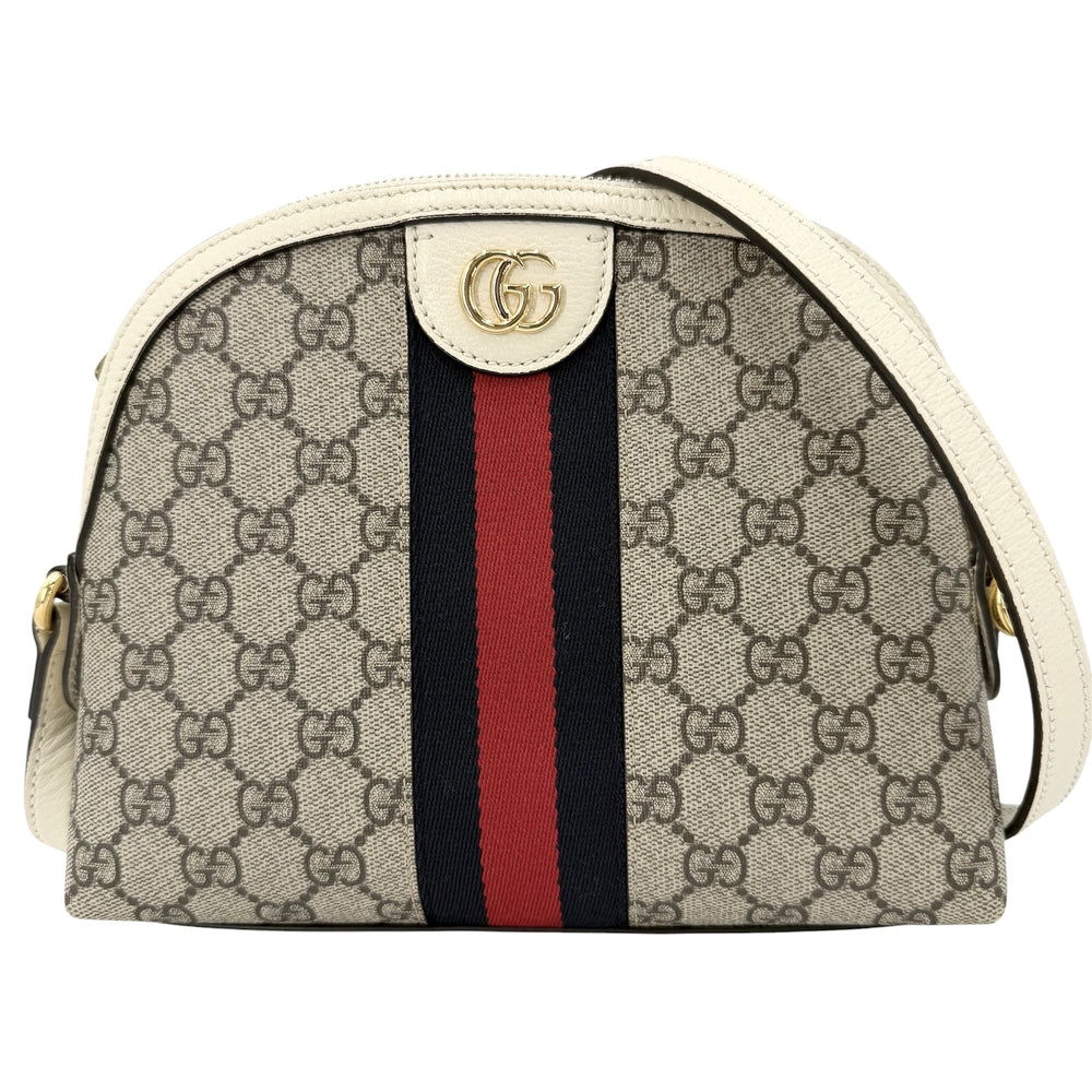 GUCCI グッチ ショルダーバッグ オフィディア ウェブストライプ ミニバッグ 499621 GGスプリームキャンバス レザー ベージュ アイボリー ゴールド金具 レディース【中古品】