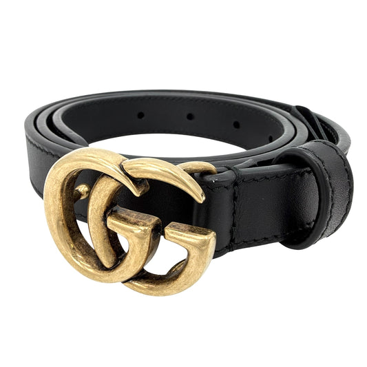 GUCCI グッチ ベルト GGマーモント ダブルG ファッションアイテム 小物 409417 レザー ブラック 黒 ゴールド金具 メンズ【中古品】