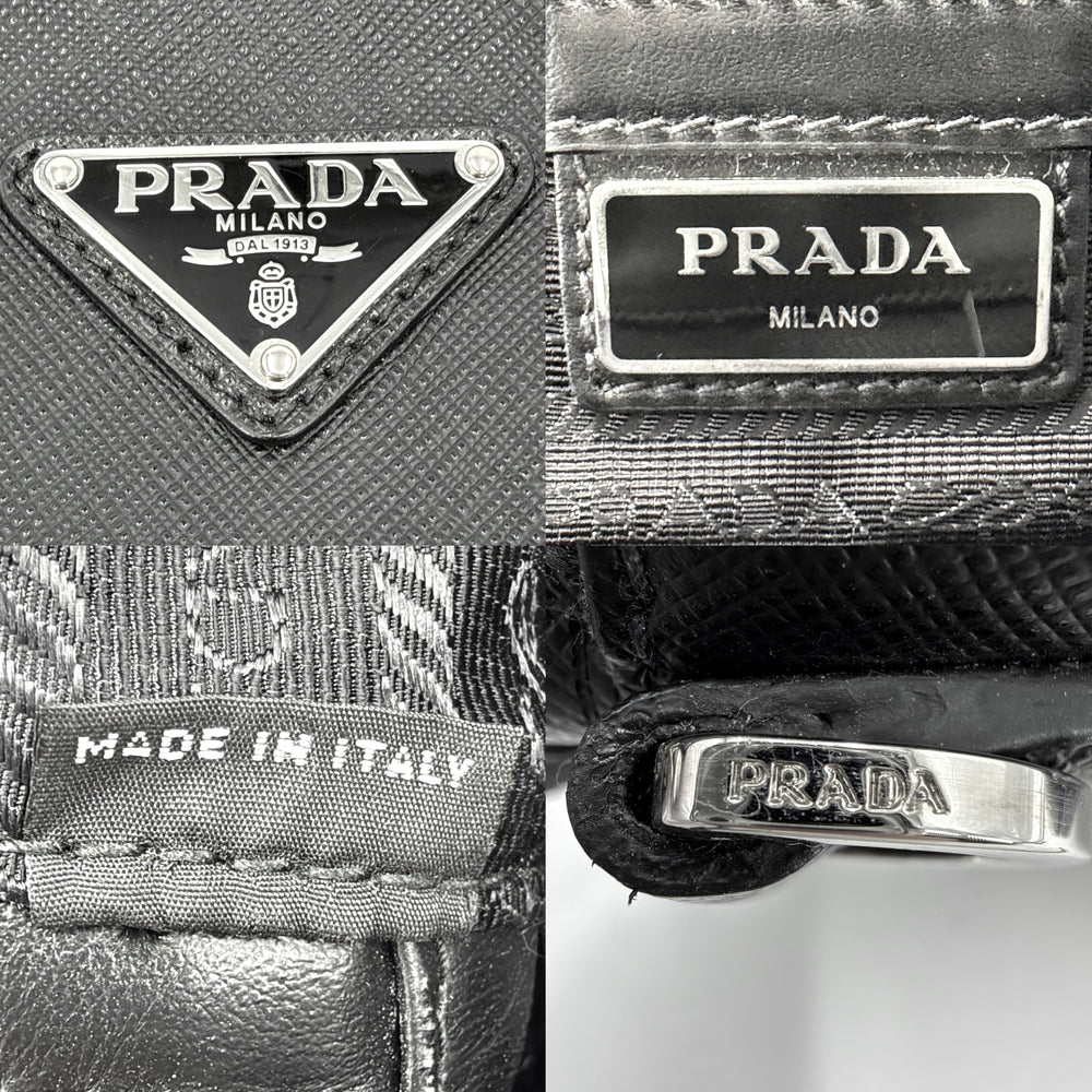 PRADA プラダ ビジネスバッグ トライアングルロゴ ブリーフケース ハンドバッグ サフィアーノレザー レザー ブラック 黒 シルバー金具 メンズ【中古品】