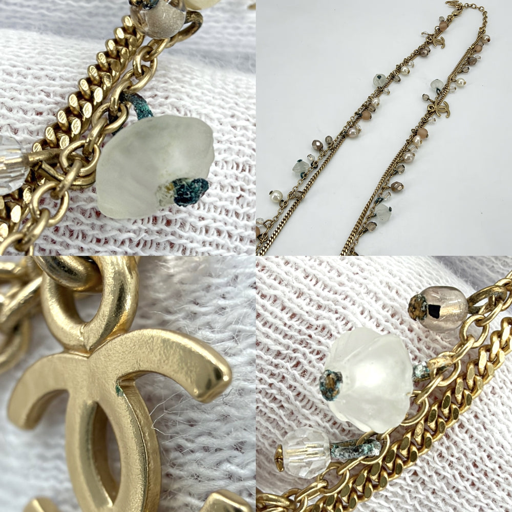 CHANEL シャネル ネックレス ココマーク ラインストーン フェイクパール アクセサリー GP 02P レディース 約16.6g 2002年【中古品】