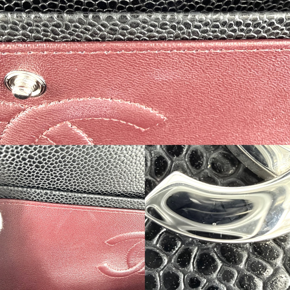 CHANEL シャネル ショルダーバッグ マトラッセ25 ダブルフラップ ダブルチェーン チェーン ココマーク ココ かばん 鞄 A01112 キャビアスキン ブラック 黒 シルバー金具 レディース【中古品】