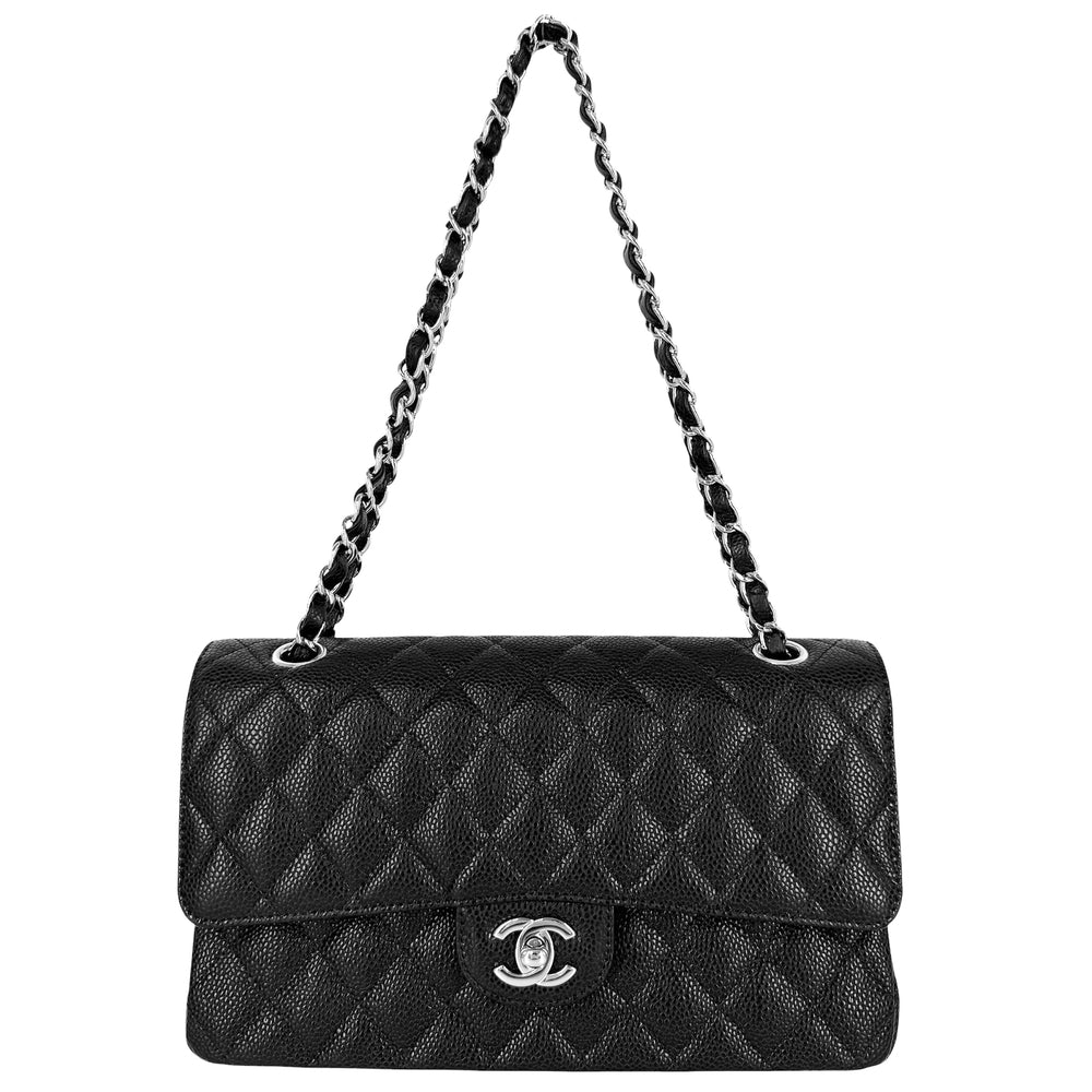 CHANEL シャネル ショルダーバッグ マトラッセ25 ダブルフラップ ダブルチェーン チェーン ココマーク ココ かばん 鞄 A01112 キャビアスキン ブラック 黒 シルバー金具 レディース【中古品】