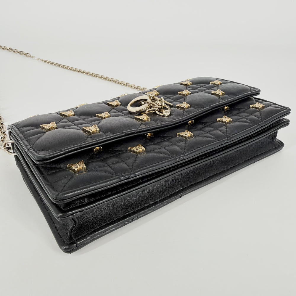 Christian Dior クリスチャンディオール 2WAY ミスディオール 蝶モチーフ ショルダーバッグ ハンドバッグ レザー ブラック 黒 ゴールド金具 レディース【中古品】
