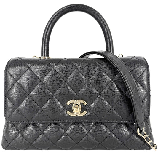 CHANEL シャネル 2WAY マトラッセ ココハンドル ハンドバッグ ショルダーバッグ チェーンショルダー ターンロック A92990 キャビアスキン ブラック 黒 ゴールド金具 レディース【中古品】