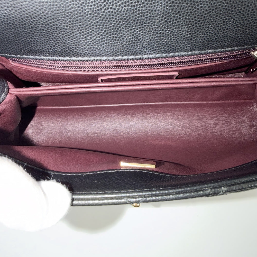 CHANEL シャネル 2WAY マトラッセ ココハンドル ハンドバッグ ショルダーバッグ チェーンショルダー ターンロック A92990 キャビアスキン ブラック 黒 ゴールド金具 レディース【中古品】