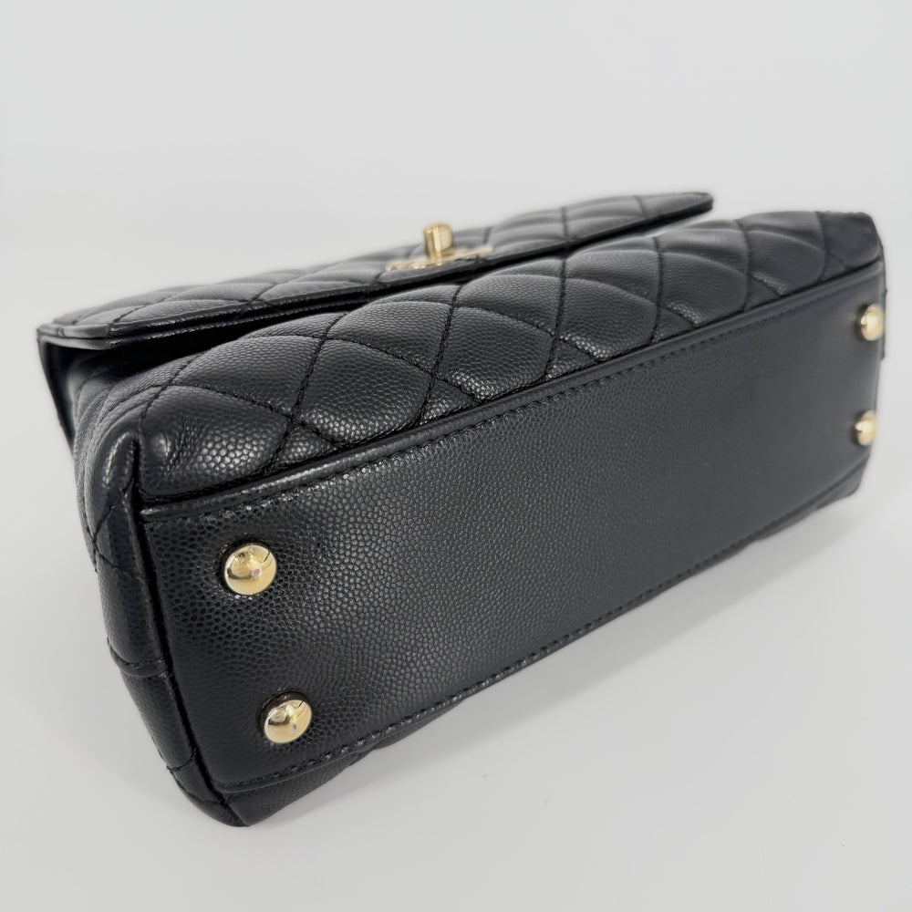 CHANEL シャネル 2WAY マトラッセ ココハンドル ハンドバッグ ショルダーバッグ チェーンショルダー ターンロック A92990 キャビアスキン ブラック 黒 ゴールド金具 レディース【中古品】