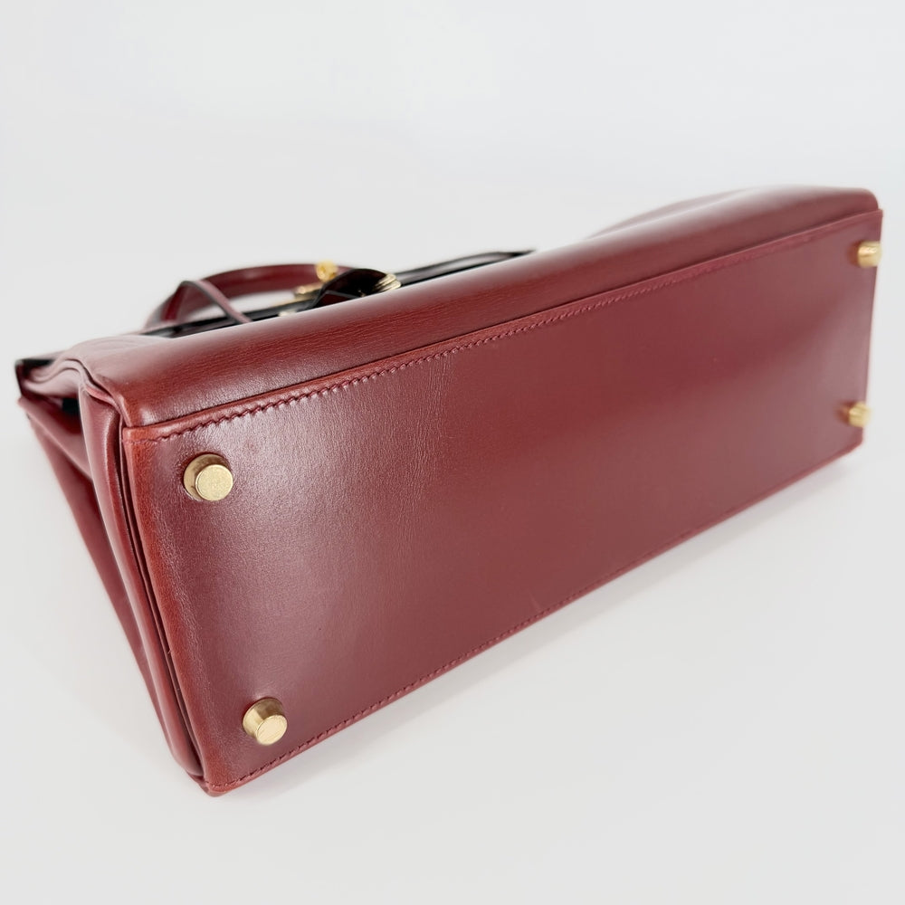 HERMES エルメス 2WAY ケリー32 ショルダーバッグ ハンドバッグ 内縫い 鞄 かばん □E刻印 レザー ワインレッド ゴールド金具 レディース 2001年【中古品】