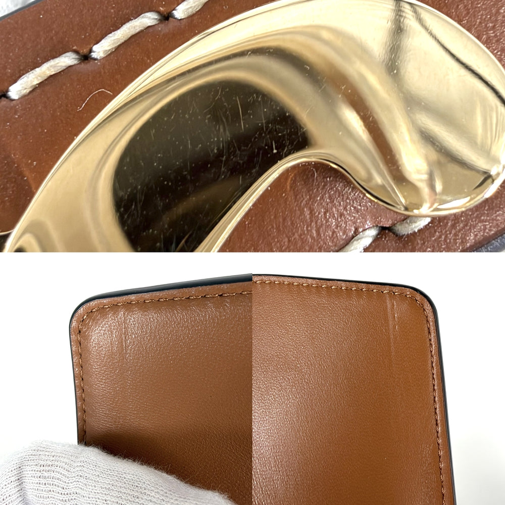 CELINE セリーヌ ショルダーバッグ ティーン トリオンフ 188882BZ4 PVC レザー ホワイト 白 ブラウン 茶 ゴールド金具 レディース【中古品】