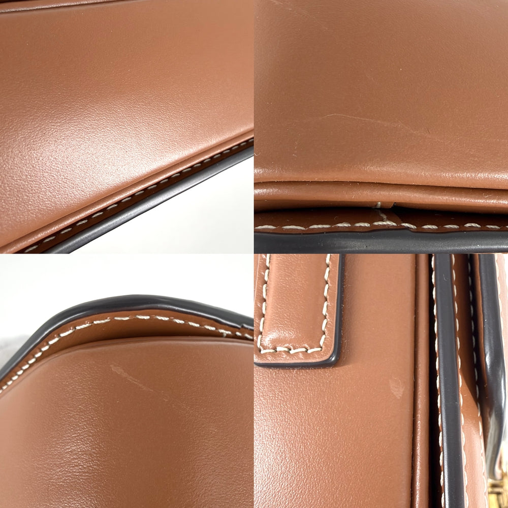 CELINE セリーヌ ショルダーバッグ ティーン トリオンフ 188882BZ4 PVC レザー ホワイト 白 ブラウン 茶 ゴールド金具 レディース【中古品】