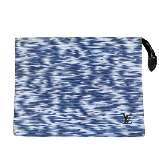 LOUIS VUITTON ルイヴィトン クラッチバッグ エピ・デニム ポッシュ・トワレ26 セカンドバッグ かばん 鞄 Ｍ54654 エピレザー ブルー 青 ホワイト 白 シルバー金具 レディース【中古品】