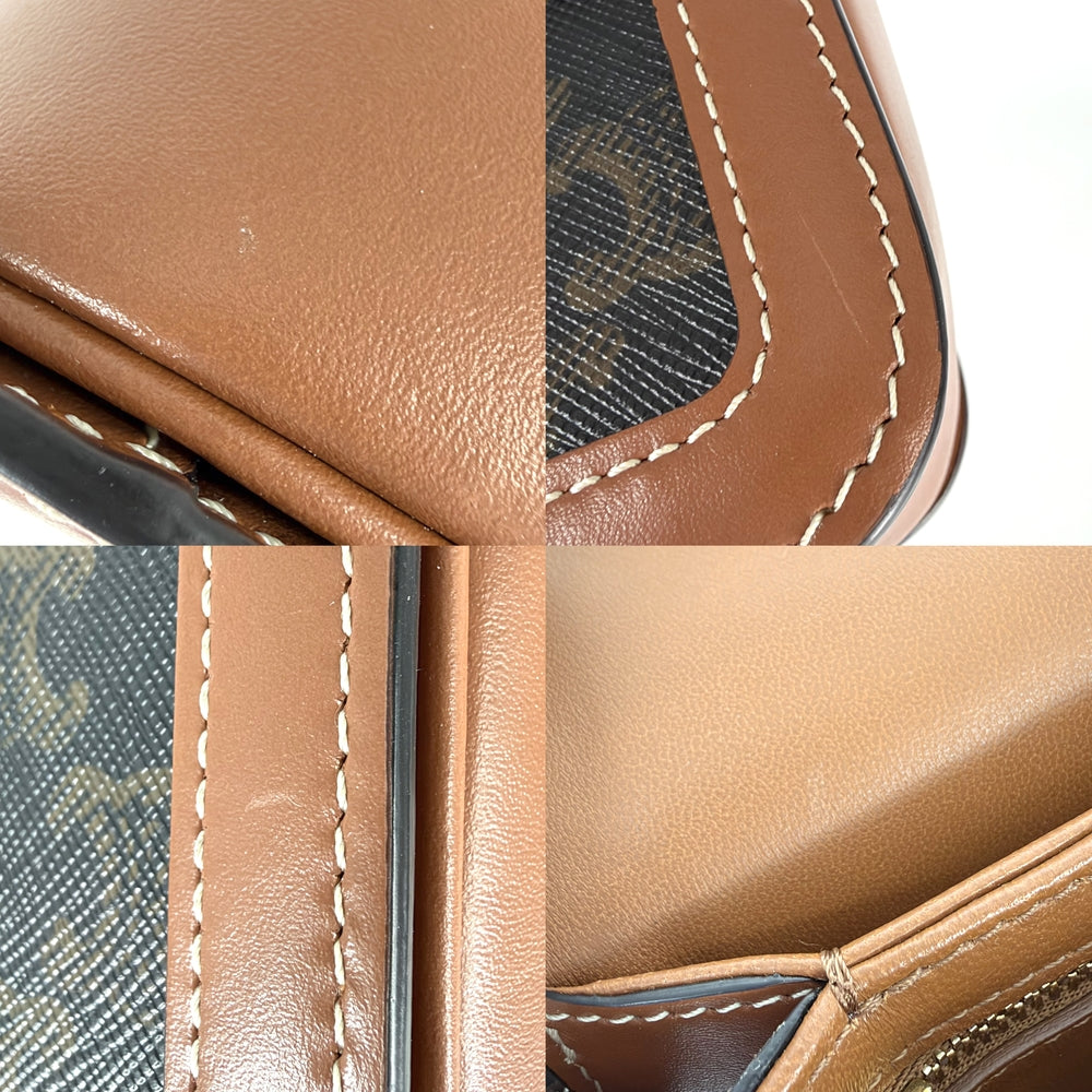 CELINE セリーヌ ショルダーバッグ ティーン トリオンフ 188882BZ4 PVC レザー ブラウン 茶 ゴールド金具 レディース【中古品】