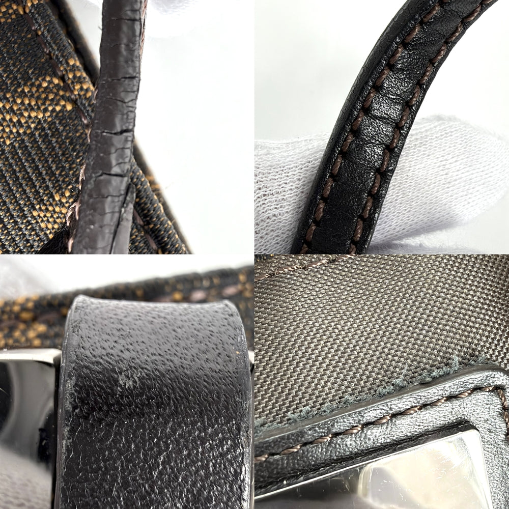FENDI フェンディ ハンドバッグ ズッカ 8BH072 キャンバス レザー ブラウン 茶 シルバー金具 レディース【中古品】