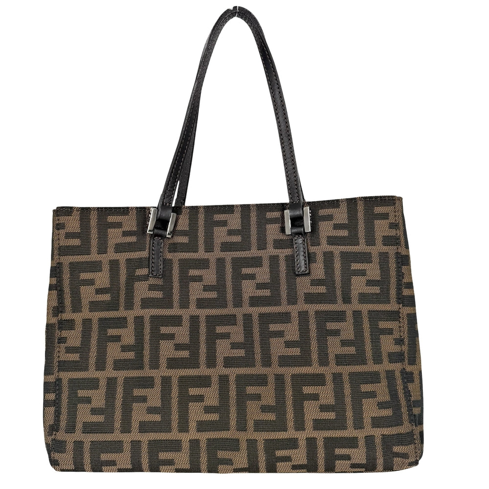 FENDI フェンディ ハンドバッグ ズッカ 8BH072 キャンバス レザー ブラウン 茶 シルバー金具 レディース【中古品】