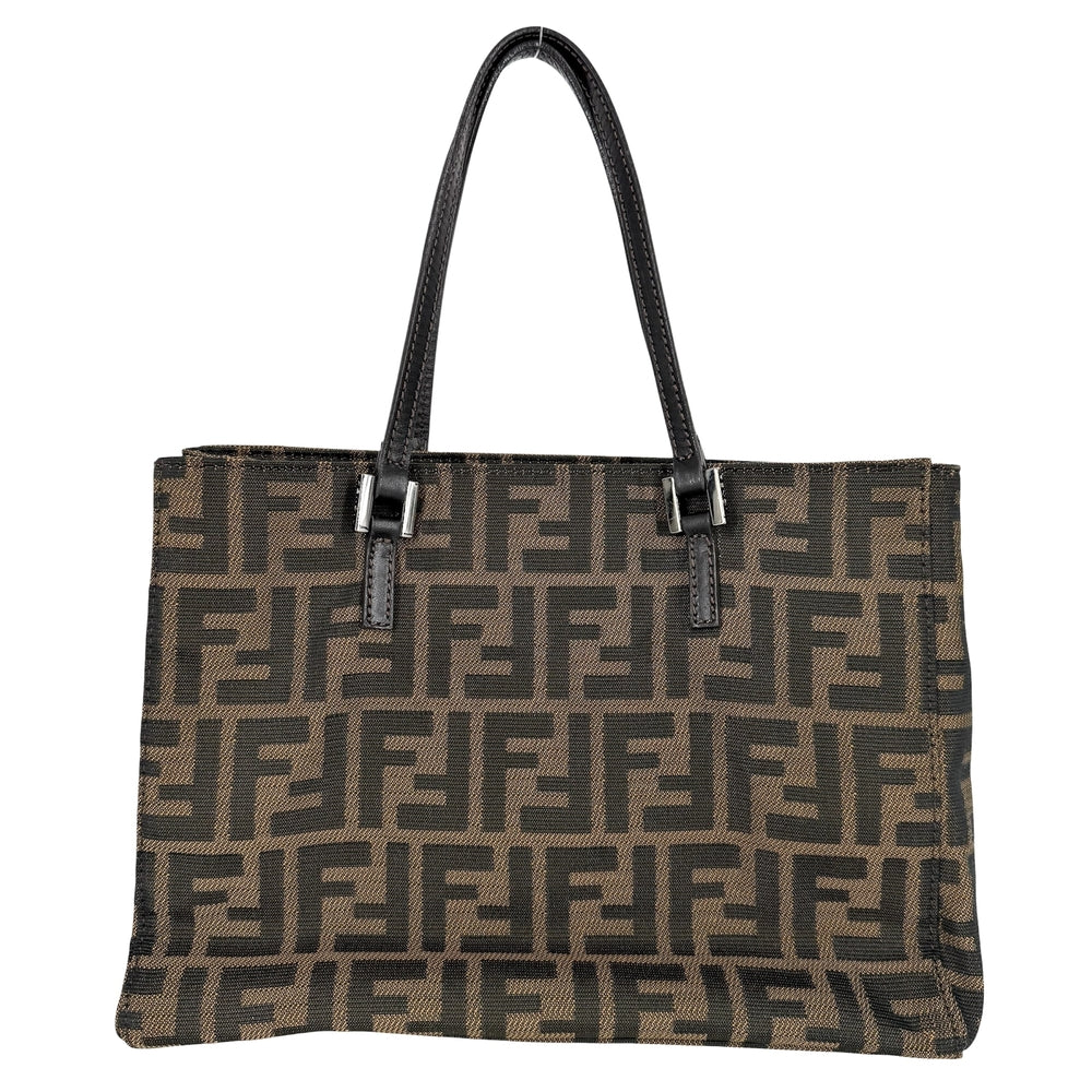 FENDI フェンディ ハンドバッグ ズッカ 8BH072 キャンバス レザー ブラウン 茶 シルバー金具 レディース【中古品】
