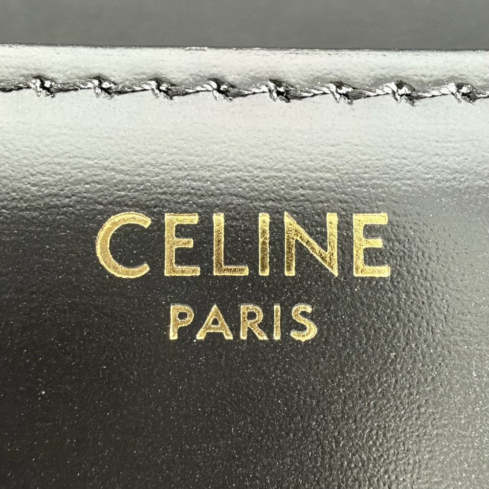 CELINE セリーヌ ショルダーバッグ クラシック トリオンフ カーフ ブラック 黒 ゴールド金具 レディース【中古品】