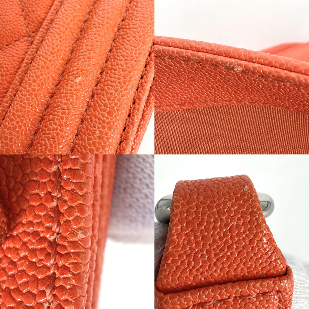 CHANEL シャネル ショルダーバッグ マトラッセ ボーイシャネル スモール ココマーク BOY CHANEL A67085 キャビアスキン オレンジ シルバー金具 レディース【中古品】