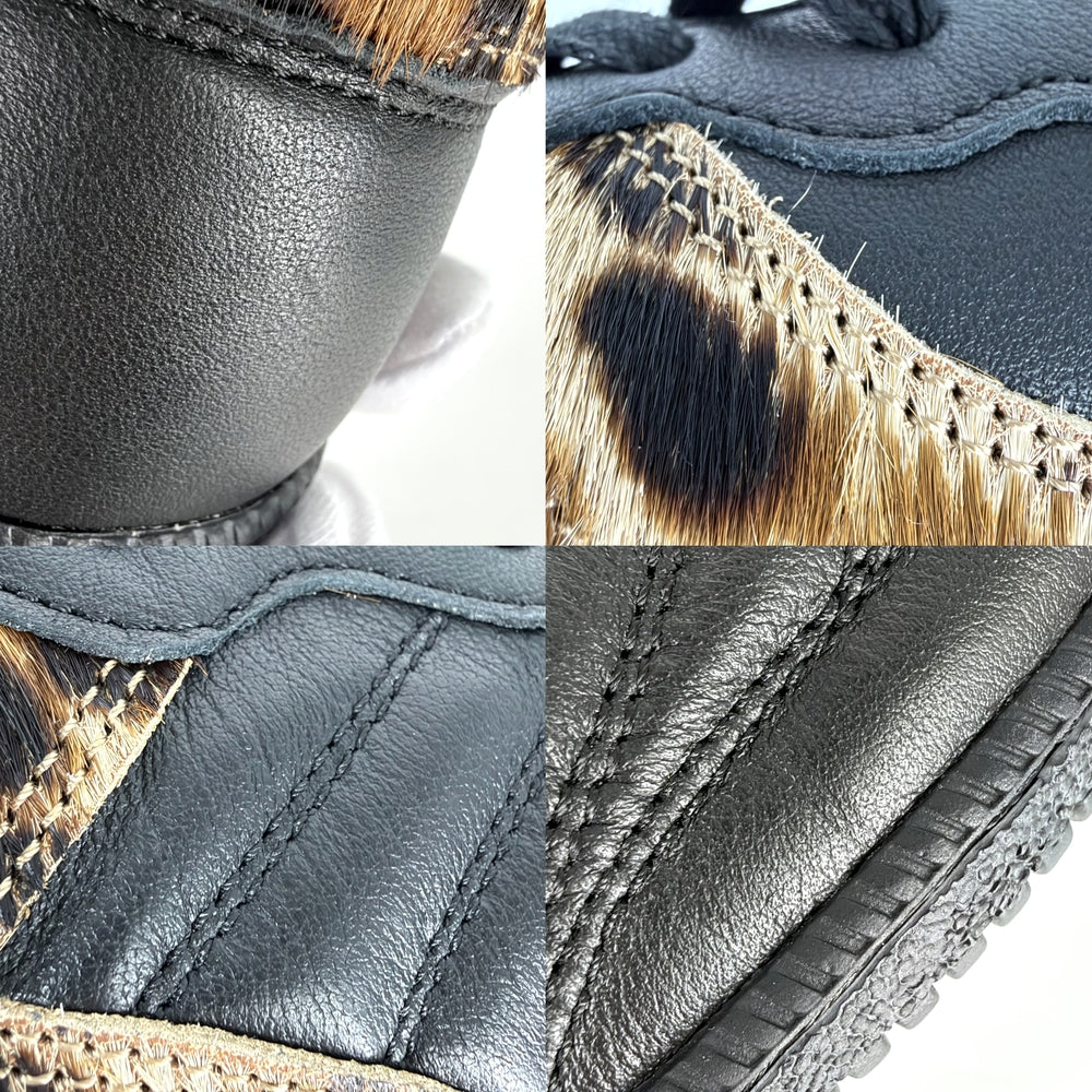 DOLCE&GABBANA ドルチェアンドガッバーナ スニーカー Brasil ディアドラ ドルガバ レオパード レザー ブラック 黒 レオパード メンズ【中古品】