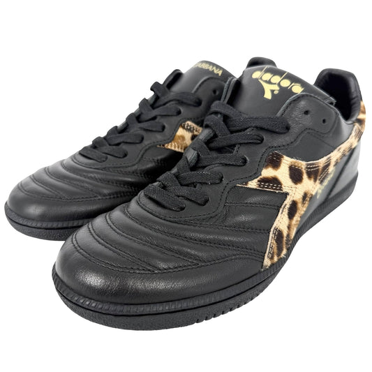 DOLCE&GABBANA ドルチェアンドガッバーナ スニーカー Brasil ディアドラ ドルガバ レオパード レザー ブラック 黒 レオパード メンズ【中古品】