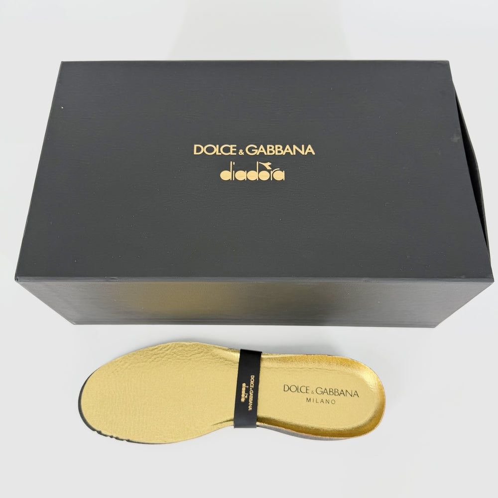 DOLCE&GABBANA ドルチェアンドガッバーナ スニーカー Brasil ディアドラ ドルガバ レオパード レザー ブラック 黒 レオパード メンズ【中古品】
