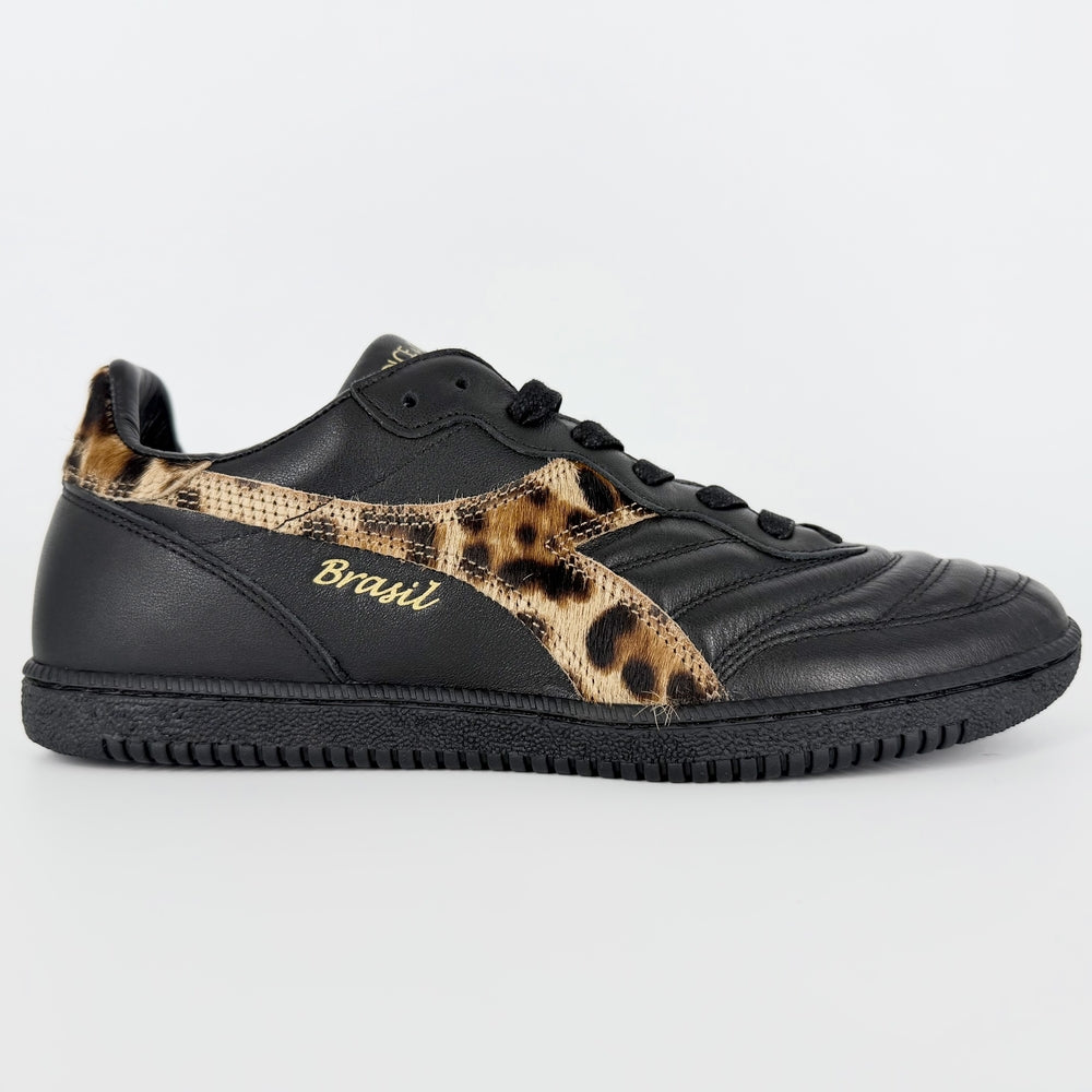 DOLCE&GABBANA ドルチェアンドガッバーナ スニーカー Brasil ディアドラ ドルガバ レオパード レザー ブラック 黒 レオパード メンズ【中古品】