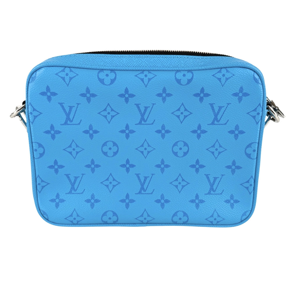 LOUIS VUITTON ルイヴィトン ショルダーバッグ トリオメッセンジャー タイガラマ・カウハイド M27641 モノグラムキャンバス ブルー 青 シルバー金具 メンズ【中古品】